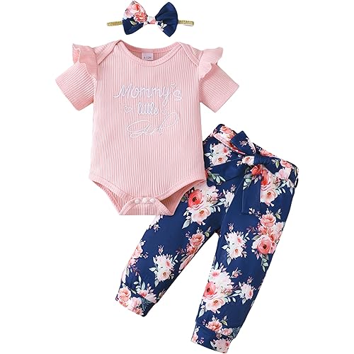 Newborn Baby Girl Clothes Infant Girl Outfits 0 3 6 12 18 Months Clothes for Girls Headband Clothing Set