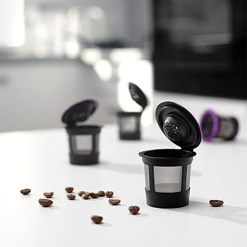 Miniatura 5 de 4 tazas K reutilizables negras para cafeteras Keurig, sin BPA, filtros de café Kcups recargables de ajuste universal para cafeteras Keurig 1.0 y 2.0