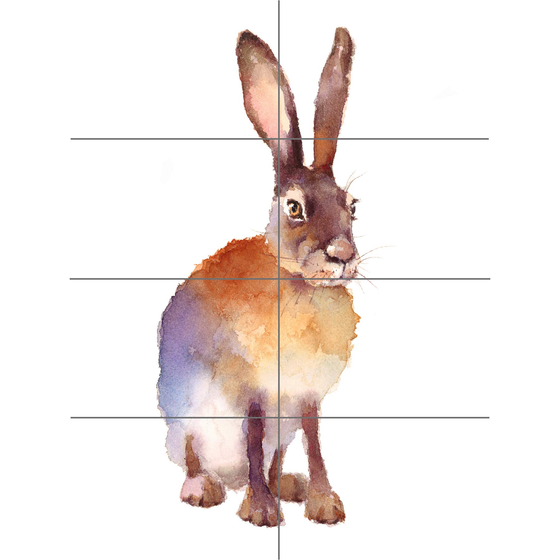 Artery8 Hare Watercolour Isolated XL Giant Panel Poster (8 Sections)