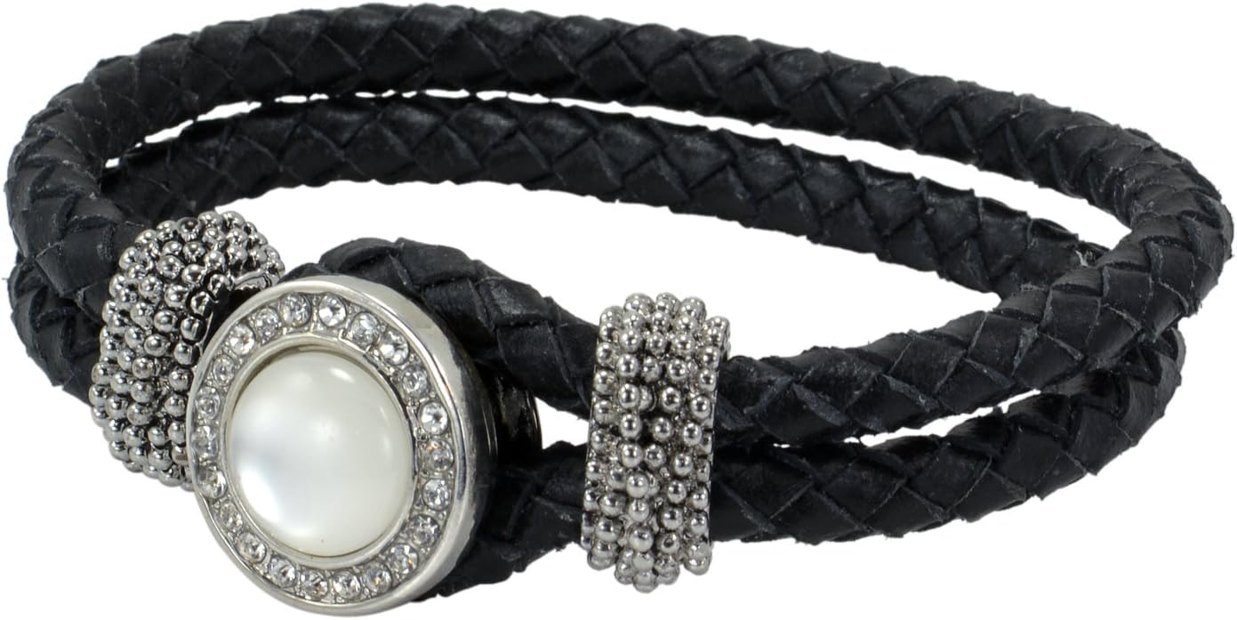 Black Leather Snap Jewelry Bracelet - Interchangeable Jewelry from Nugz Jewelry