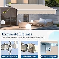 Vista 4 de Toldo de patio de 8.2 x 6.5 pies, toldo retráctil, cubierta parasol, refugio al aire libre, toldo con manivela y poliéster resistente al agua