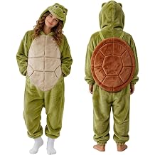 LZBXBXDA Turtle Costume Adult,Funny Turtle Onesie,Flannel Animal Cosplay Halloween Costume Women Men