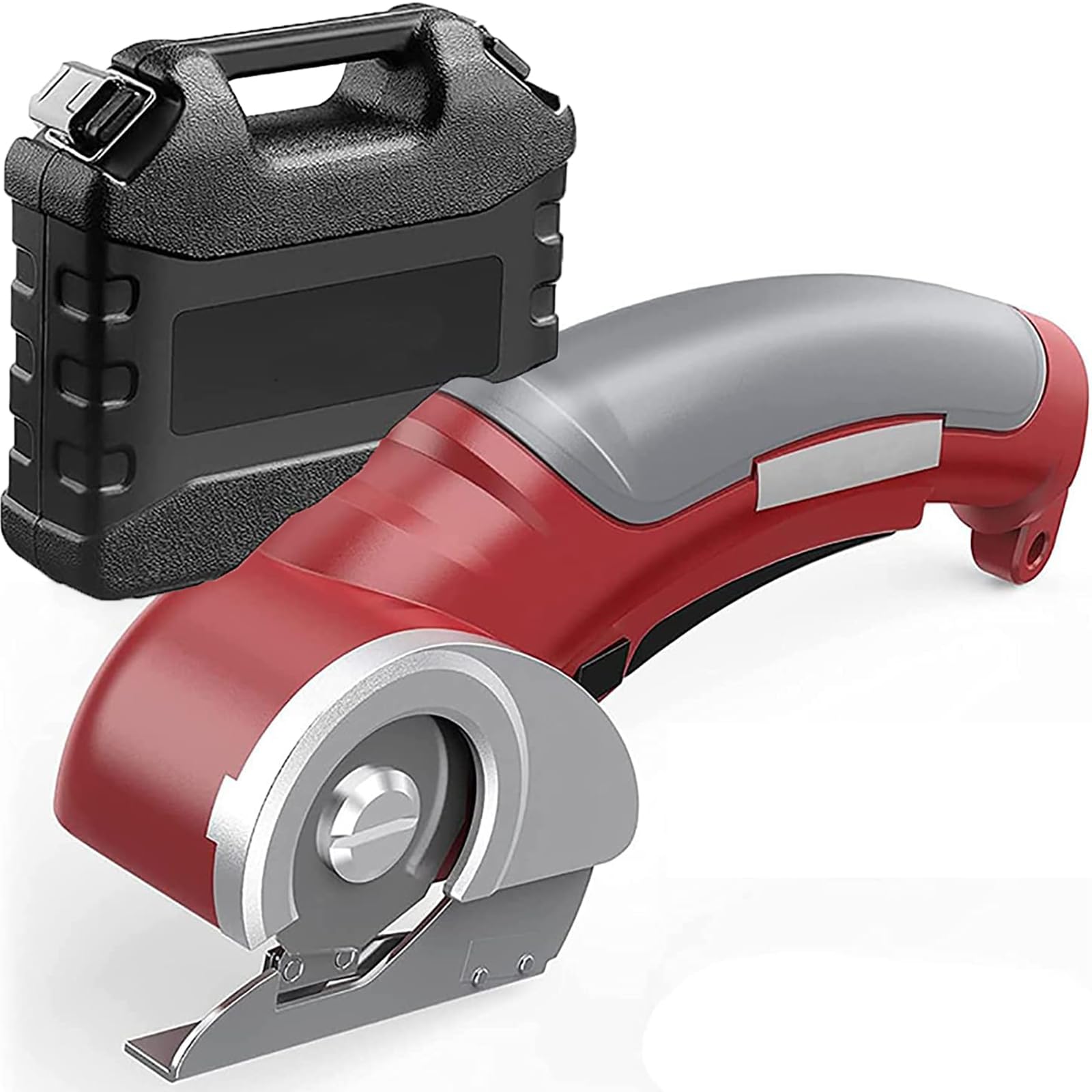 FHRKA Electric Scissors Cloth and Cardboard, 2000mAh Cordless Handheld Round Scissors Rotary, Rechargeable Leather Fabric Cutting Tool (Red)