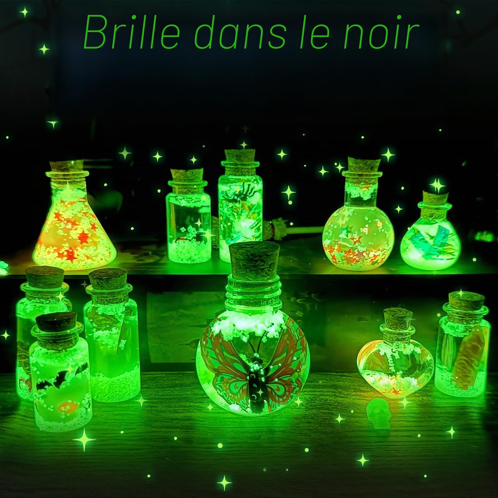 LDomet Kit de fabrication de potions magiques pour enfants - mélange de 20 bouteilles de potions de sorcière lumineuses - décorations de Noël, cadeaux d'anniversaire pour les garçons de 6 7 8 9 10+