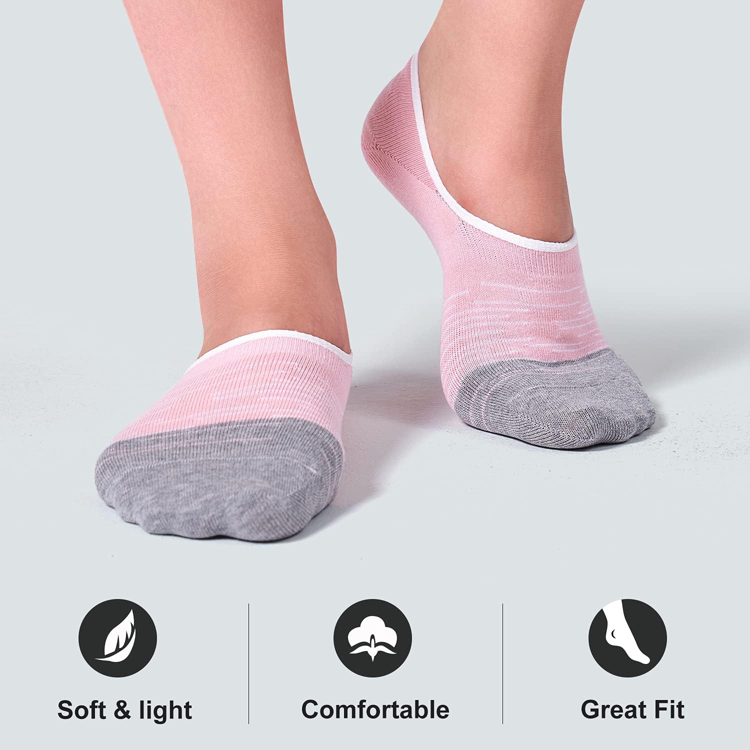FITRELL 8 Pack Women's No Show Socks Size 6-9/9-11 Non-slip Boat socks