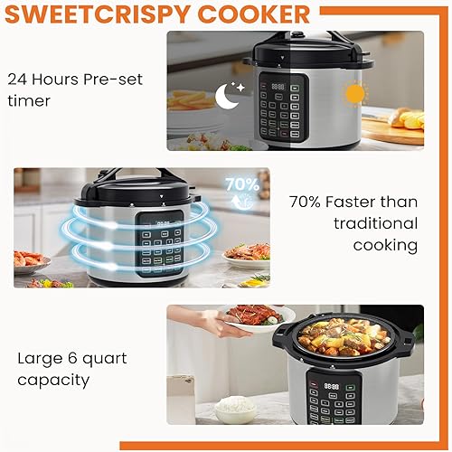 Miniatura 5 de Olla a presión eléctrica 16 en 1, cocinas eléctricas múltiples de 8 cuartos de galón, olla de cocción lenta, olla arrocera, vaporera, salteado,