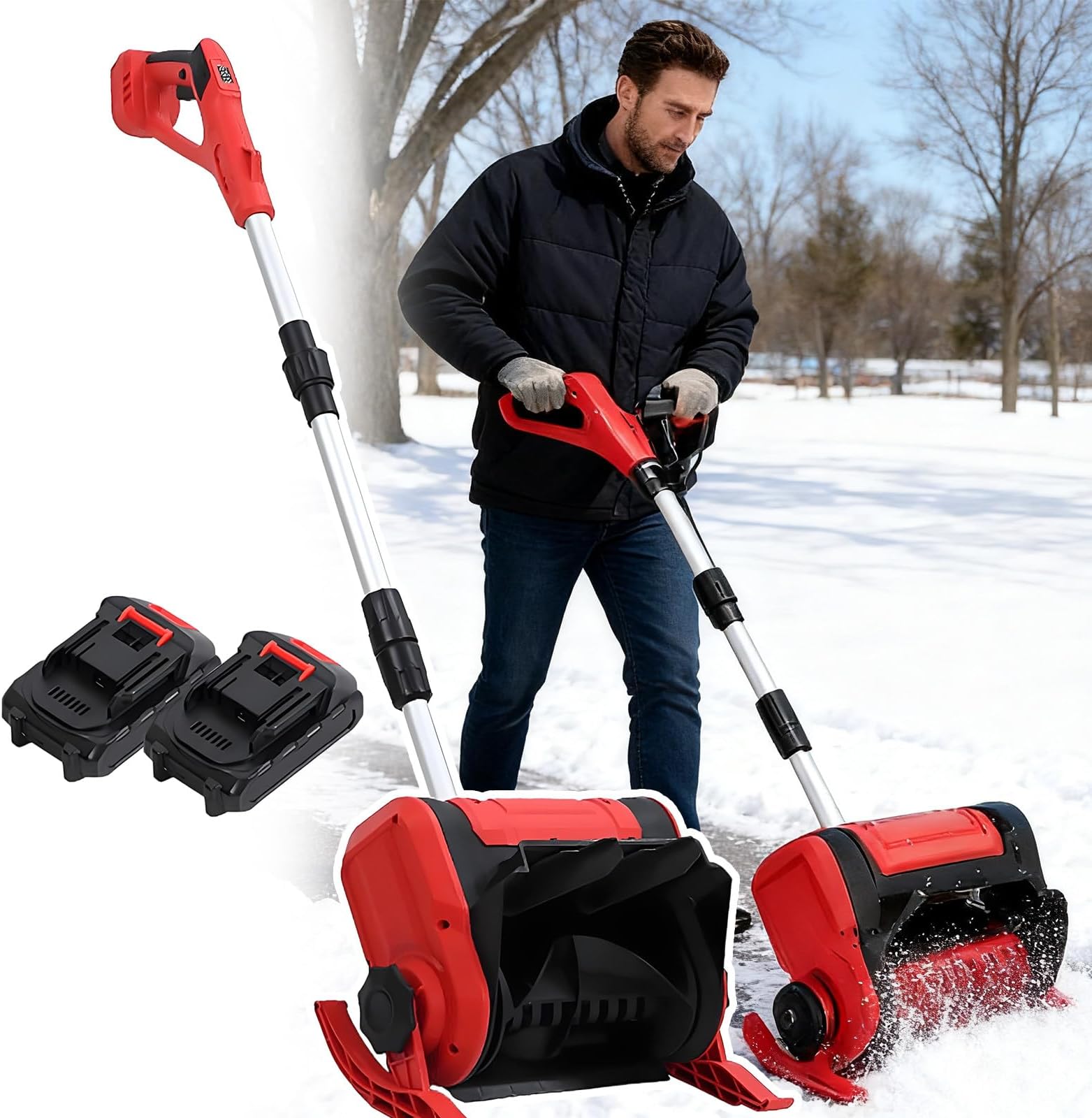 Electric Shovel For Snow Removal – Lightweight Foldable Snow Removal Machine, 21v＆ Power 300lbs/Min, Adjustable Chute Snow Melting Machine – Clear Driveways, Sidewalks & Stairs