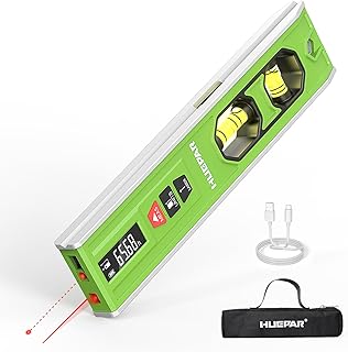 Huepar 3-in-1 Laser Level /65Ft Laser Distance Measure/Magnetic Torpedo Level, 9 in Spirit Level with LED Display and Lighted Bubble, Type C Rechargeable Magnetic Laser Leveler Tool - VJ10