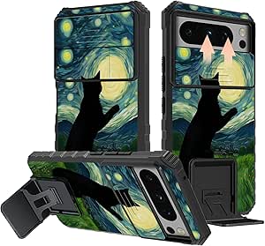 RWUTYTIUL For Google Pixel 8 2023 Phone Case With Sliding Camera Cover, Slim Kickstand Dual Layer Hard PC & Silicone Shockproof Protection Case For Google Pixel 8 5G 6.2 Inch, Purple - View #5