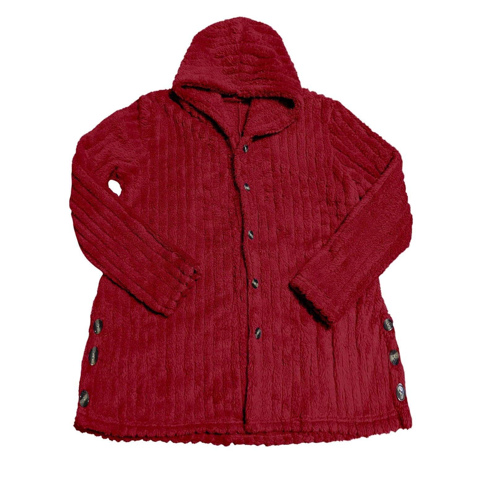 Chaqueta Mujer Invierno Abrigos De Cazadora Forro Polar，Chaqueta polar femenina capucha invierno abrigada manga larga botones holgada informal uso diario clásica