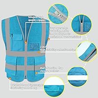 Vista 10 de HYCOPROT High Visibility Mesh Safety Reflective Vest with Pockets and Zipper, Meets ANSI/ISEA Standards