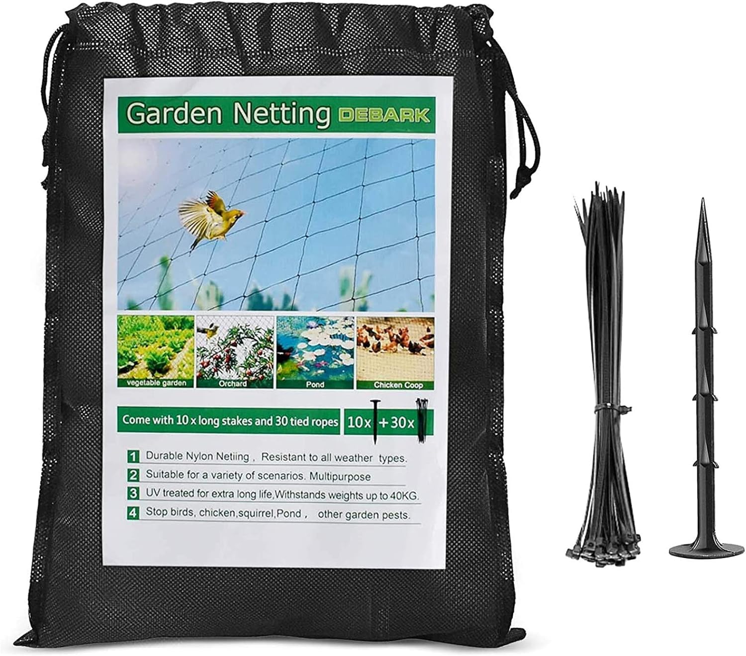 Debark Garden Netting 50 X 50 Ft Bird Net 1 Square Mesh Size Protect Fruit Tree, Plant & Vegetables Against Birds, Deer & Other Pests, Heavy Duty Poultry Blueberry Nets For Garden, Farm, Orchard, Pond