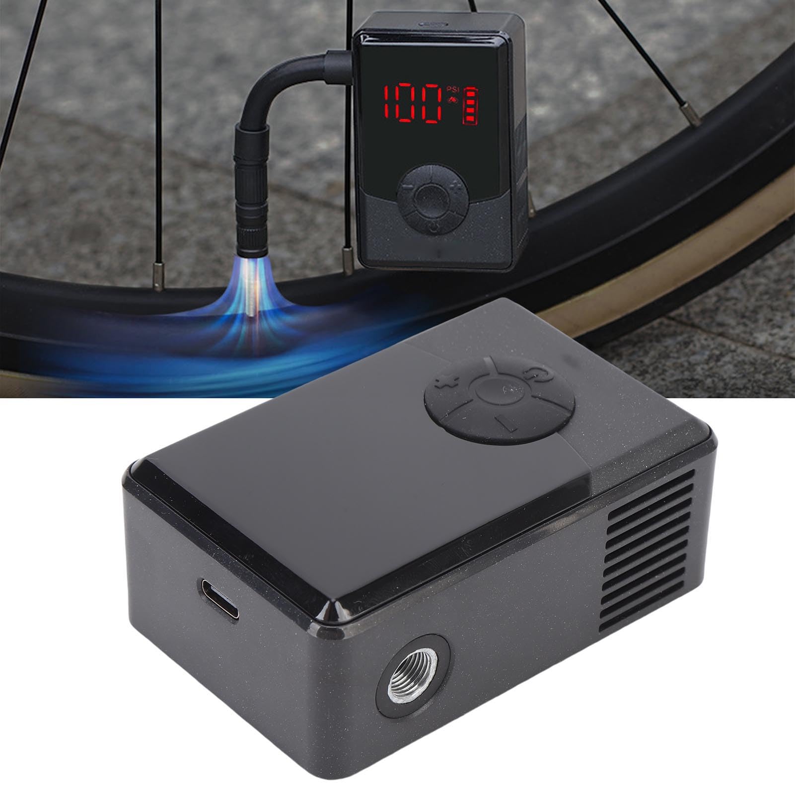 RiToEasysports Naładowany Inflator Opon, Inflator Opon Przenośna Pompa Powietrza 900 MAh Zakład Amerykański Francuski Zawór dla Motocykli, Roweru, Piłki