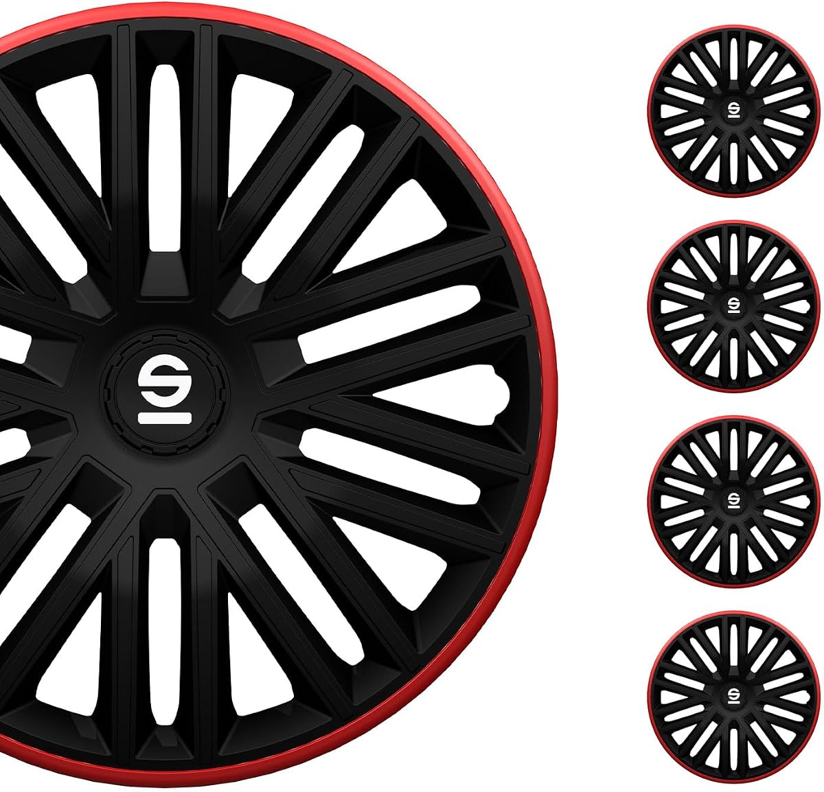 Sparco Wheel Covers Bergamo - 14-inch - Black/Red - Set of 4 Pieces