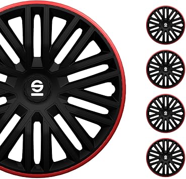Sparco Wheel Covers Bergamo - 16-inch - Black/Red - Set of 4 Pieces