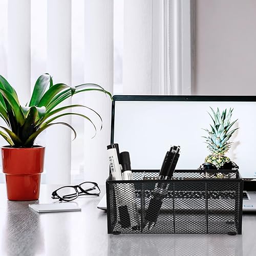 Miniatura 3 de Alipis Soporte para bolígrafos de hierro forjado con cuatro rejillas, soporte para bolígrafos de alambre, organizador de brochas de maquillaje,