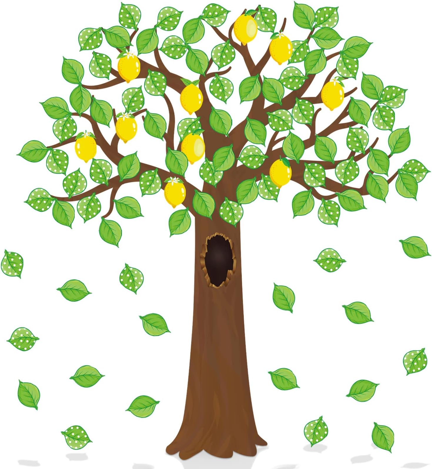 189 Pcs Classroom Tree Bulletin Board Set Summer Lemon Tree Bulletin Board Decor with Polka Dot Leaves Cutouts Lemon Cutouts for School Classroom Chalkboard Wall Decor