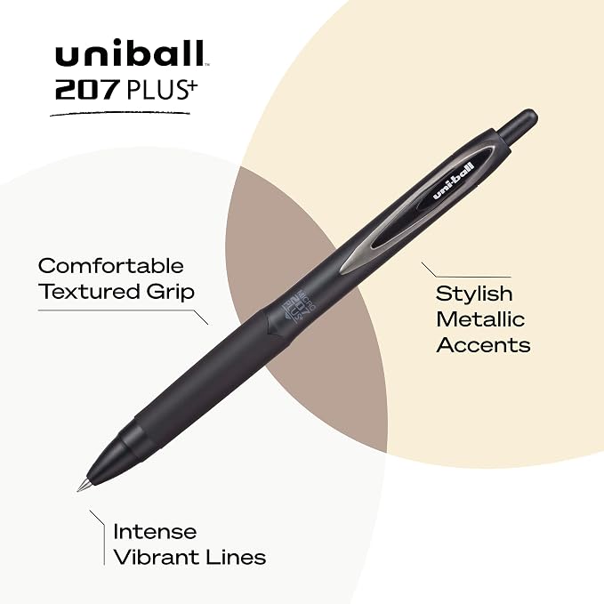 Uni-Ball 207+ Bolígrafo Gel Negro Retráctil Pack 2 miniatura 4