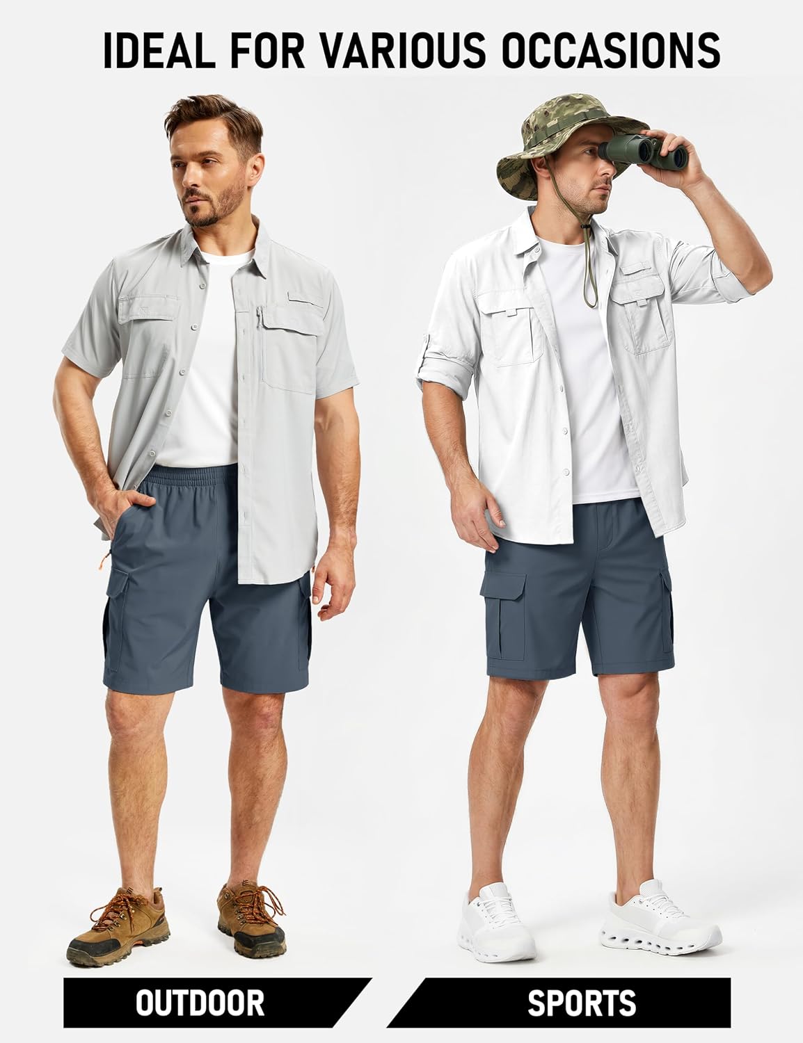 MAGCOMSEN Mens Hiking Cargo Shorts 8" Quick Dry Lightweight Athletic Work