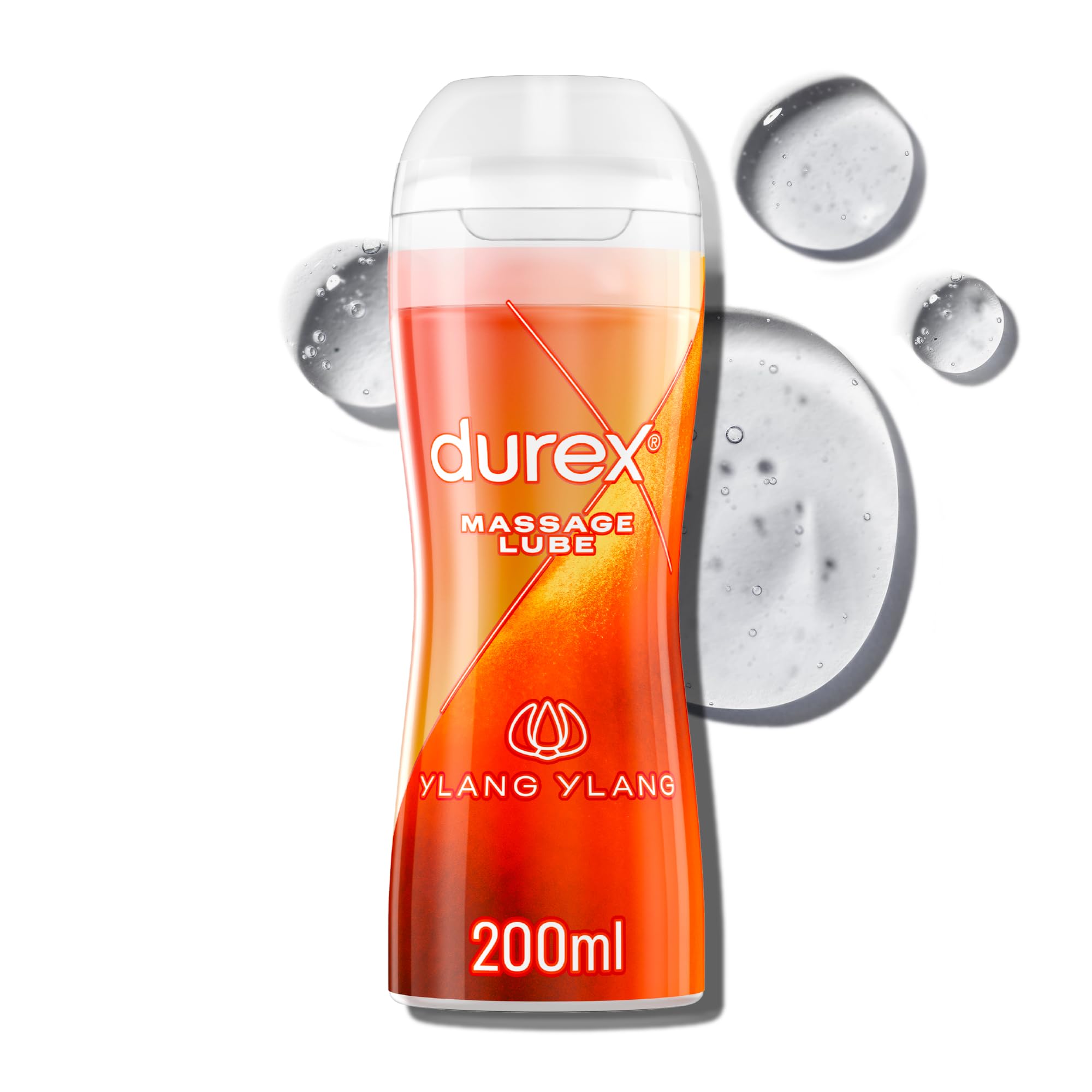 Durex2-in-1 Ylang Ylang Massage & Water-Based Lube, 200 ml, Sensual Aromatherapy, Smooth Silky, Ideal for Couples, Long-Lasting, Non-Sticky, Skin-Friendly, Easy Clean
