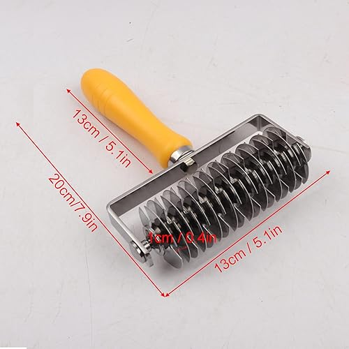 Miniatura 4 de Rodillo de celosía de acero inoxidable para hornear, galletas, tartas, pizza, con mango de plástico (cuchillo de malla con mango de plástico)