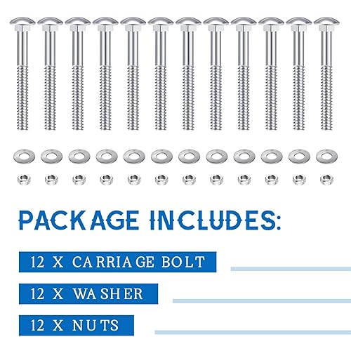Miniatura 51 de Zonon Juego de 12 pernos de carro galvanizados de 3/8 x 6 pulgadas, color negro, incluye arandelas resistentes a la corrosión y tuercas