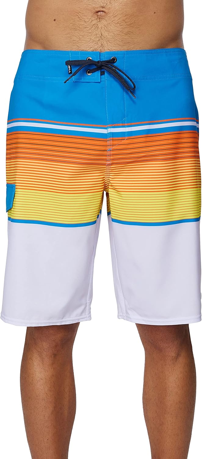 O'NEILL Men's 21 Inch 4-Way Stripe Boardshorts - Quick Dry Swim Trunks for Men with Fabric and Pockets