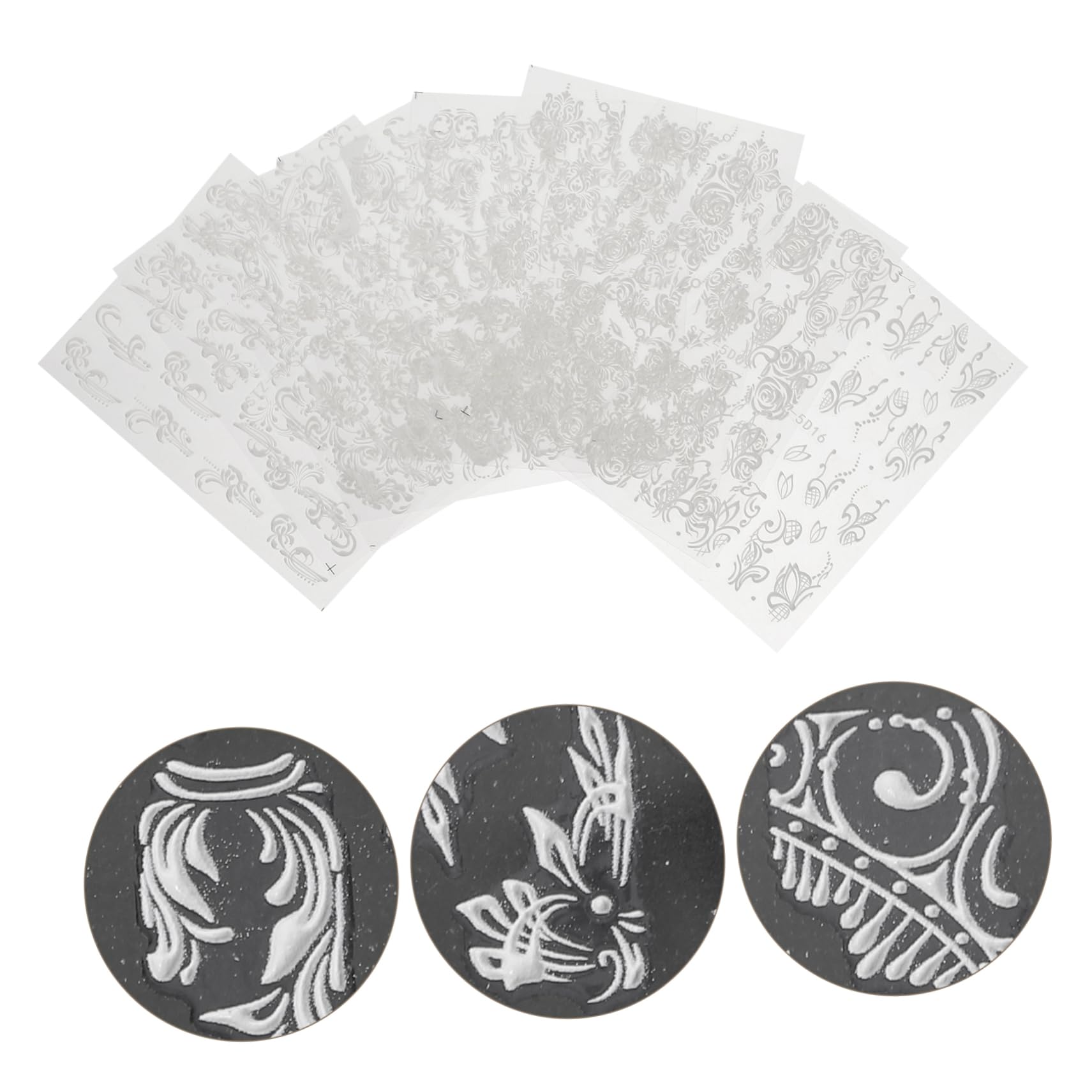 Healvian 24hojas Pegatinas De Uñas De Relieve Autoadhesivas Decoración De Arte Para Uñas Para Fiestas y Eventos De Seguras y Resistentes Al Agua