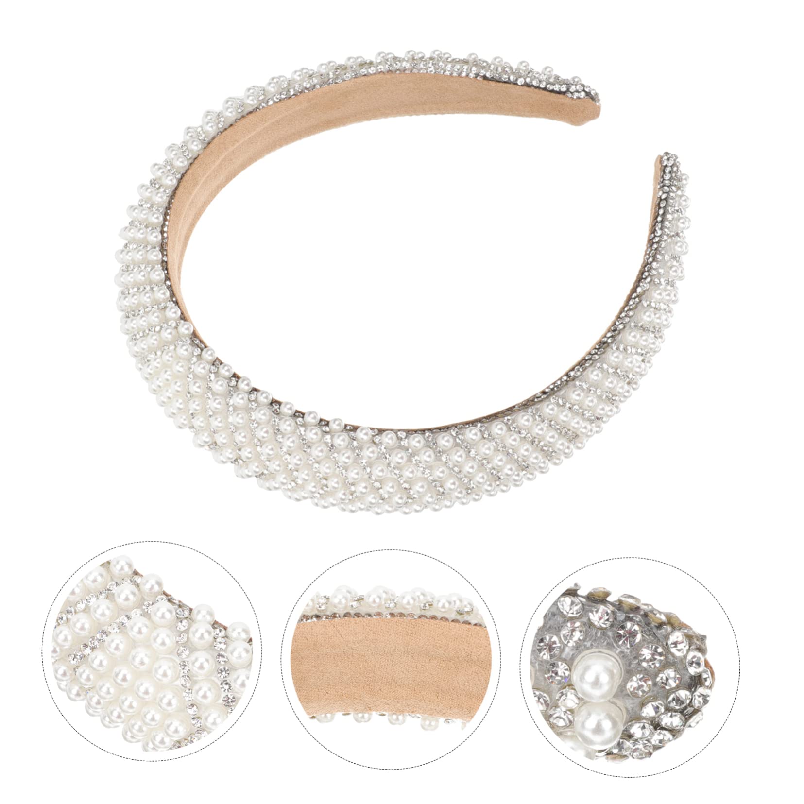 FRCOLOR 4 Stück Stirnband Haarschmuck aus Strass Haarband mit Strassperlen Kristalldekor Haarband für Mädchen haar zubehör haircharm Haarschmuck für Frauen Mode-Haarreifen Stoff Weiß