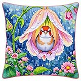 FanZheZhe Kit Coussin Point de Croix Oiseau 11ct45x45cm Coussin Brodé Décoration Point de Croix Complet Broderie Pré imprimé DIY pour Adulte la Chambre