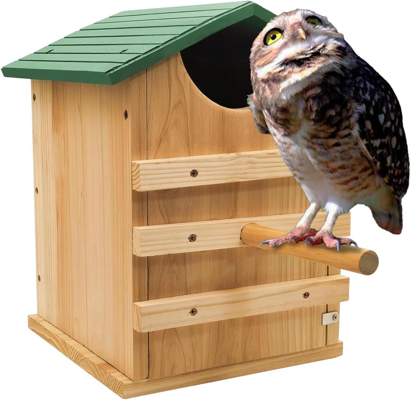 Nichoirs pour Chouettes d'extérieur Habitat De Jardin Étanche 35 | Abri En Bois Pour Hiboux Avec Vis De Montage Incluses Convient aux jardins, arbres, pi — vue 2