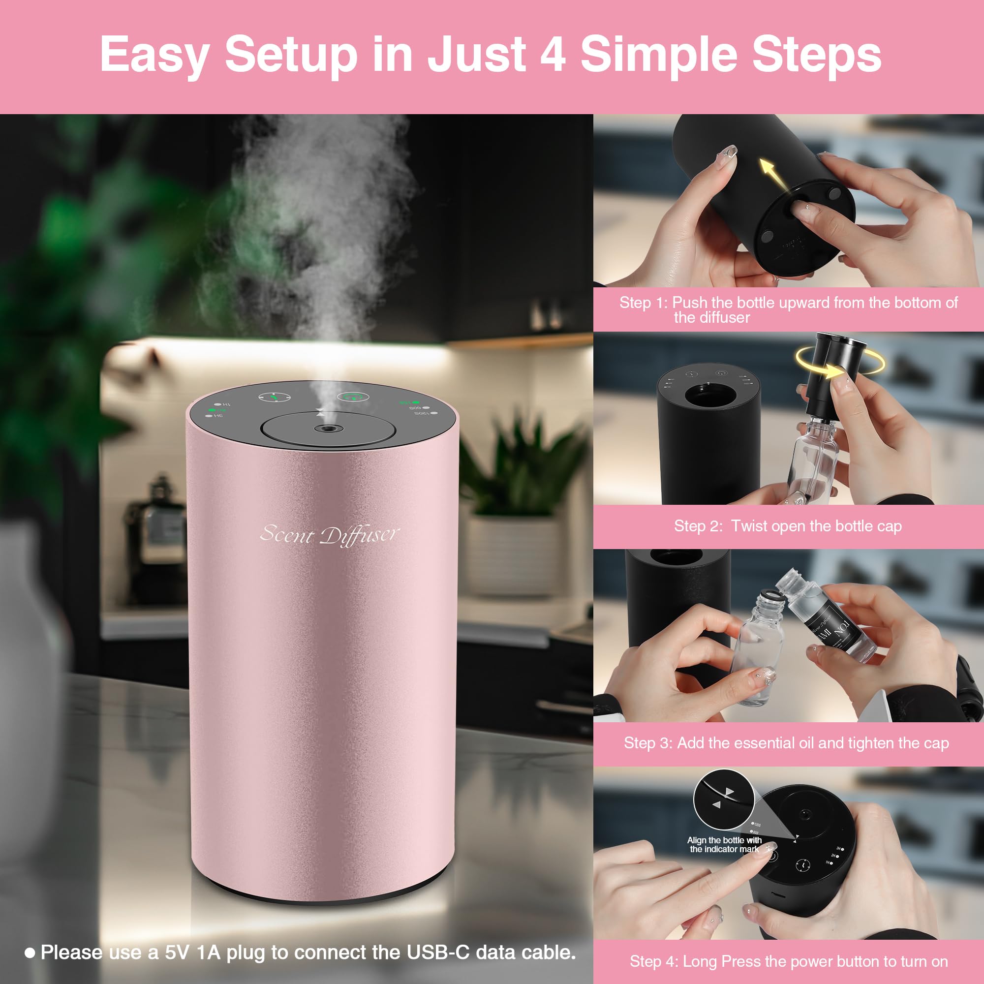Diffuseur de parfum sans eau, rose