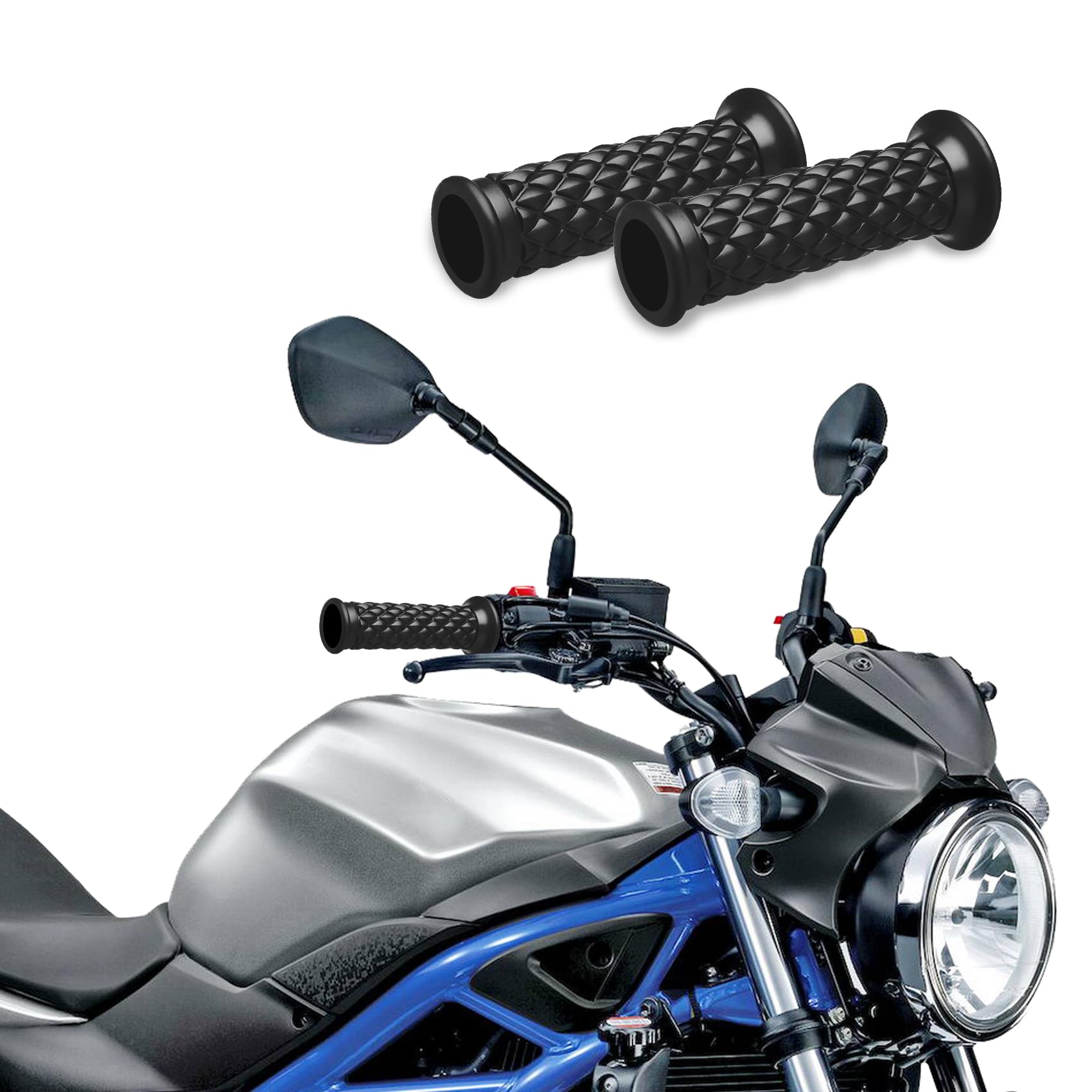 HAOBO2Pcs Motorcycle Handlebar Grips, 7/8" 22mm 24mm Motorcycle Comfort Hand Handlebar Grip Thruster Grip, Non Slip Rubber Hand Handle Grips Dirt Bike Parts Universal for Motorcycle, Bike