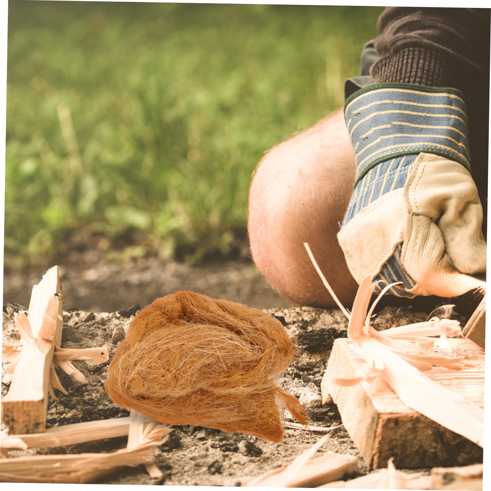 Toyvian 5 Ensembles Allume Naturel Jute pour Camping Activités De Plein Air Allumage Rapide Pratique 4 Pièces * 5