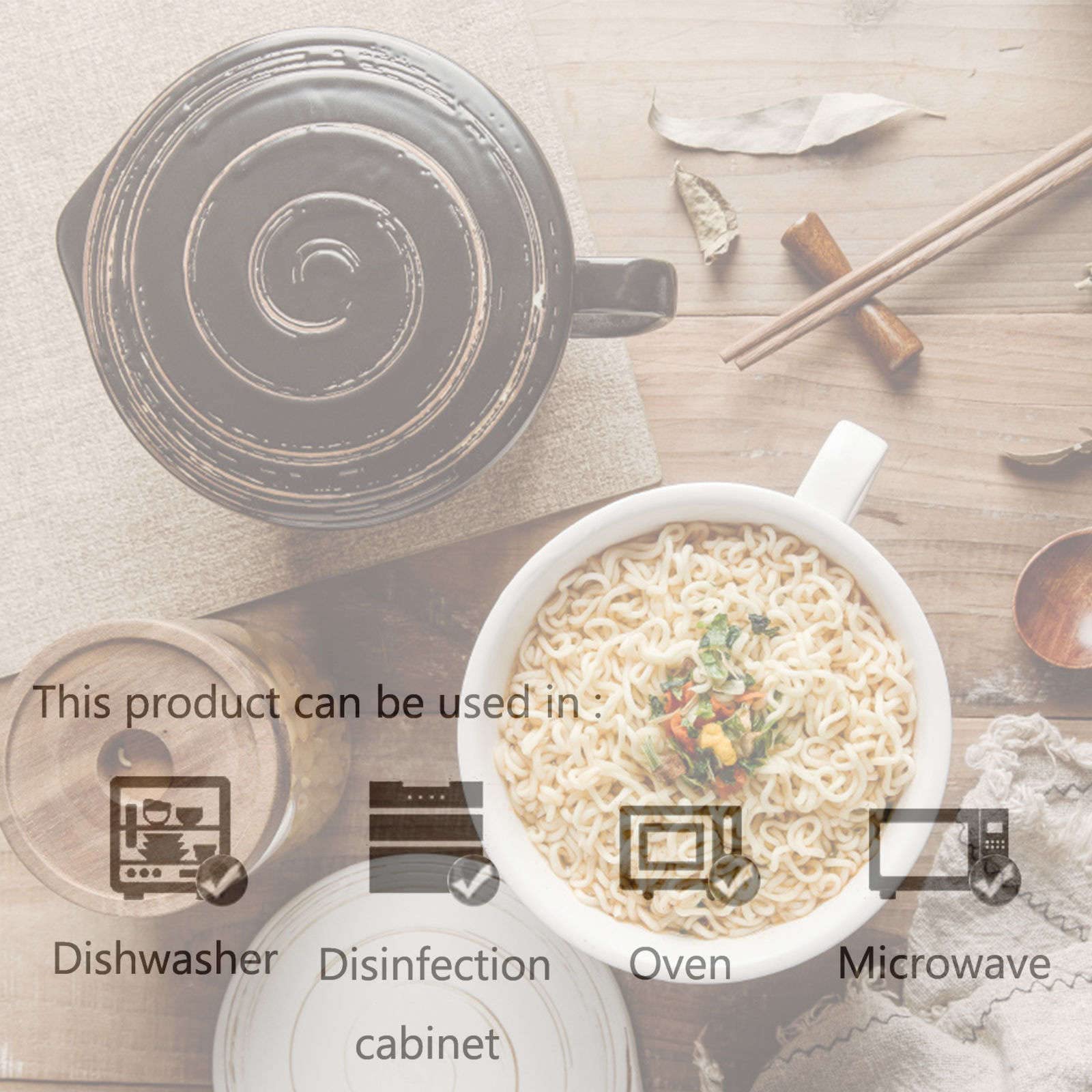 Cuenco para ensalada, cuencos para sopa, cuenco de ramen de cerámica con asa y tapa, taza grande para fideos con tapa, cuenco para sopa profundo apto para microondas.-azul-850 ml, 30 oz (Color : Whi