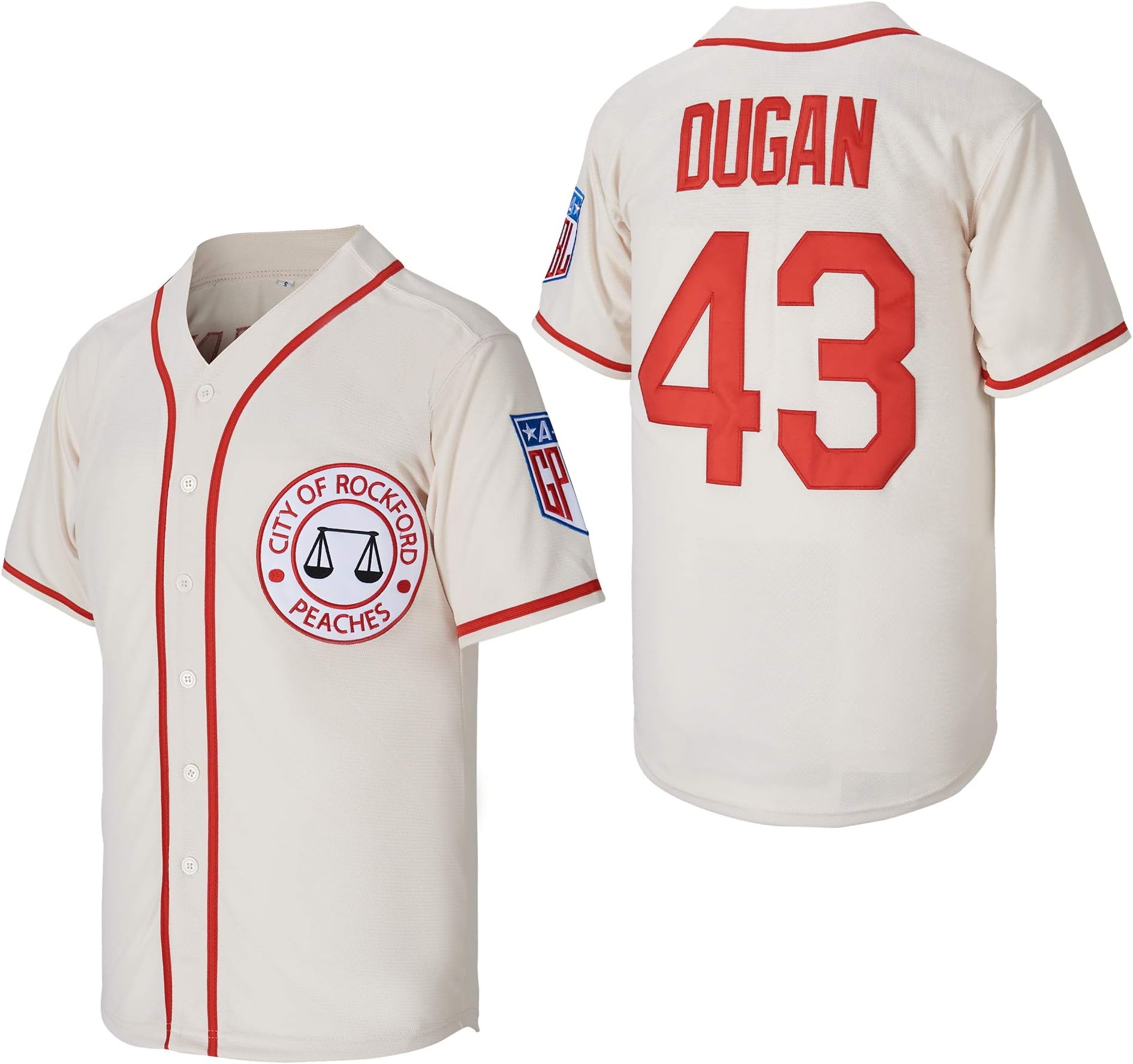 #43 Jimmy Dugan City of Rockford Peaches A League of Their Own Movie Men's Baseball Jersey Stitched
