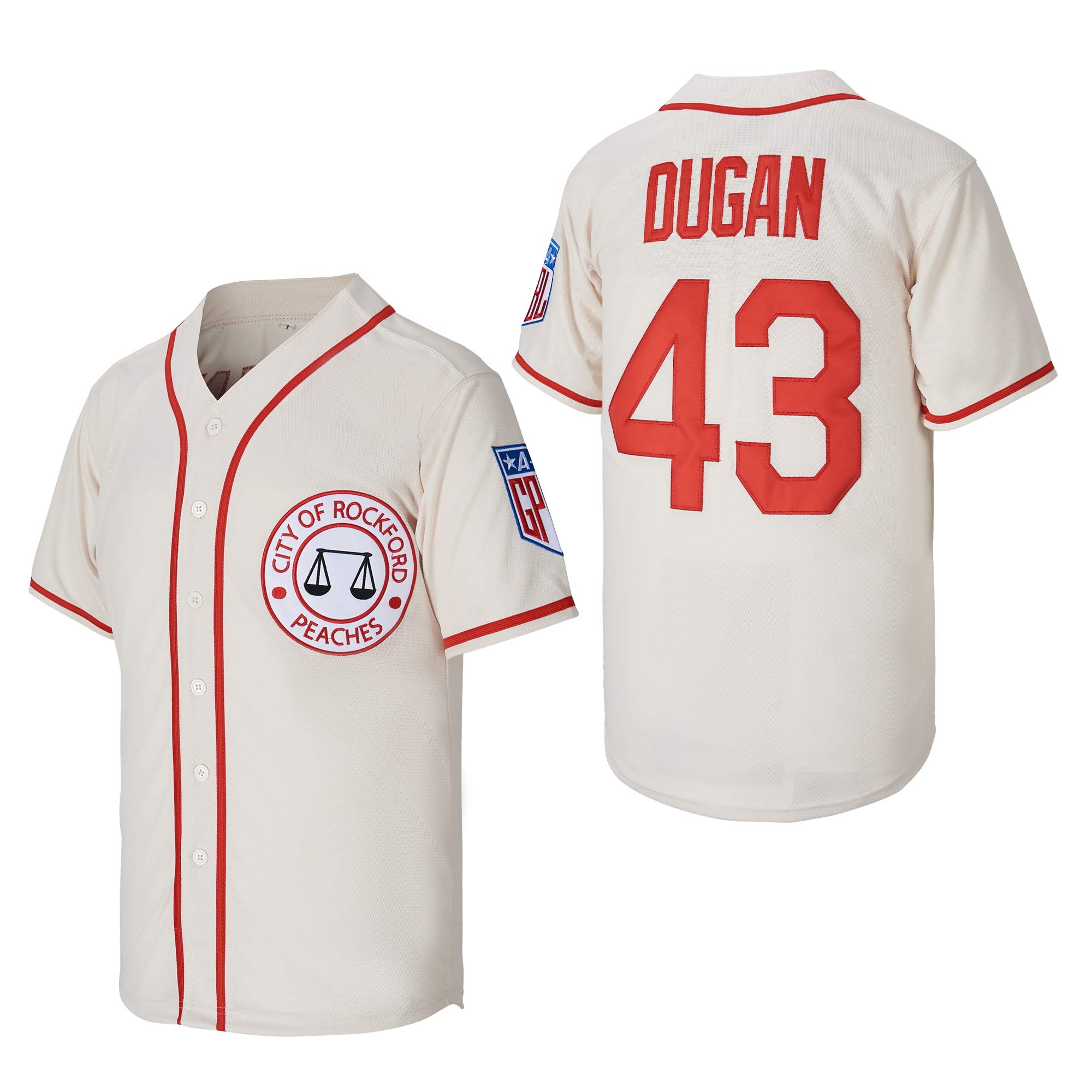 #43 Jimmy Dugan City of Rockford Peaches A League of Their Own Movie Men's Baseball Jersey Stitched