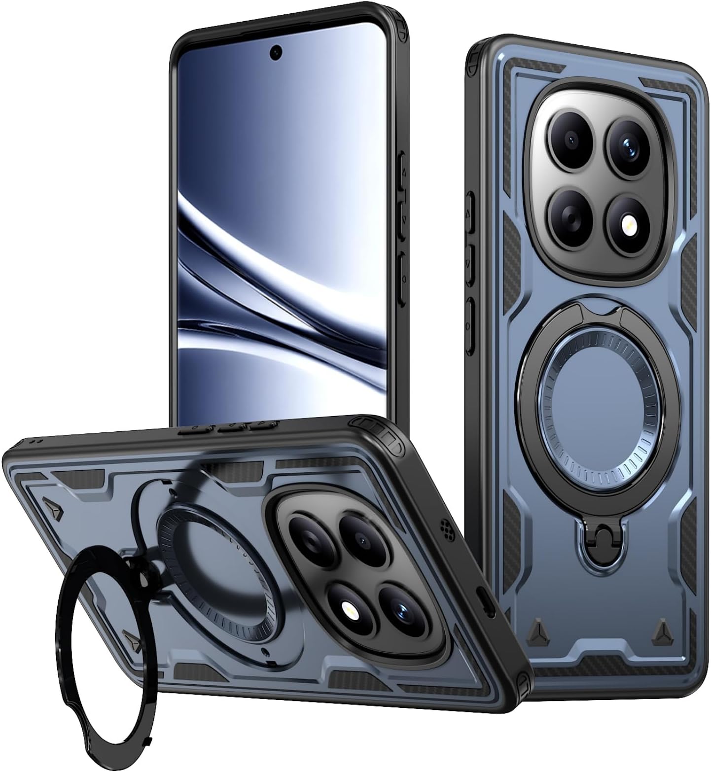 Magnetic Case for Redmi Note 15 Pro 5G,Military Grade Protection Heavy Duty Shockproof with Rotating Ring Kickstand Case Cover for Xiaomi Redmi Note 15 Pro 5G.Shell Blue