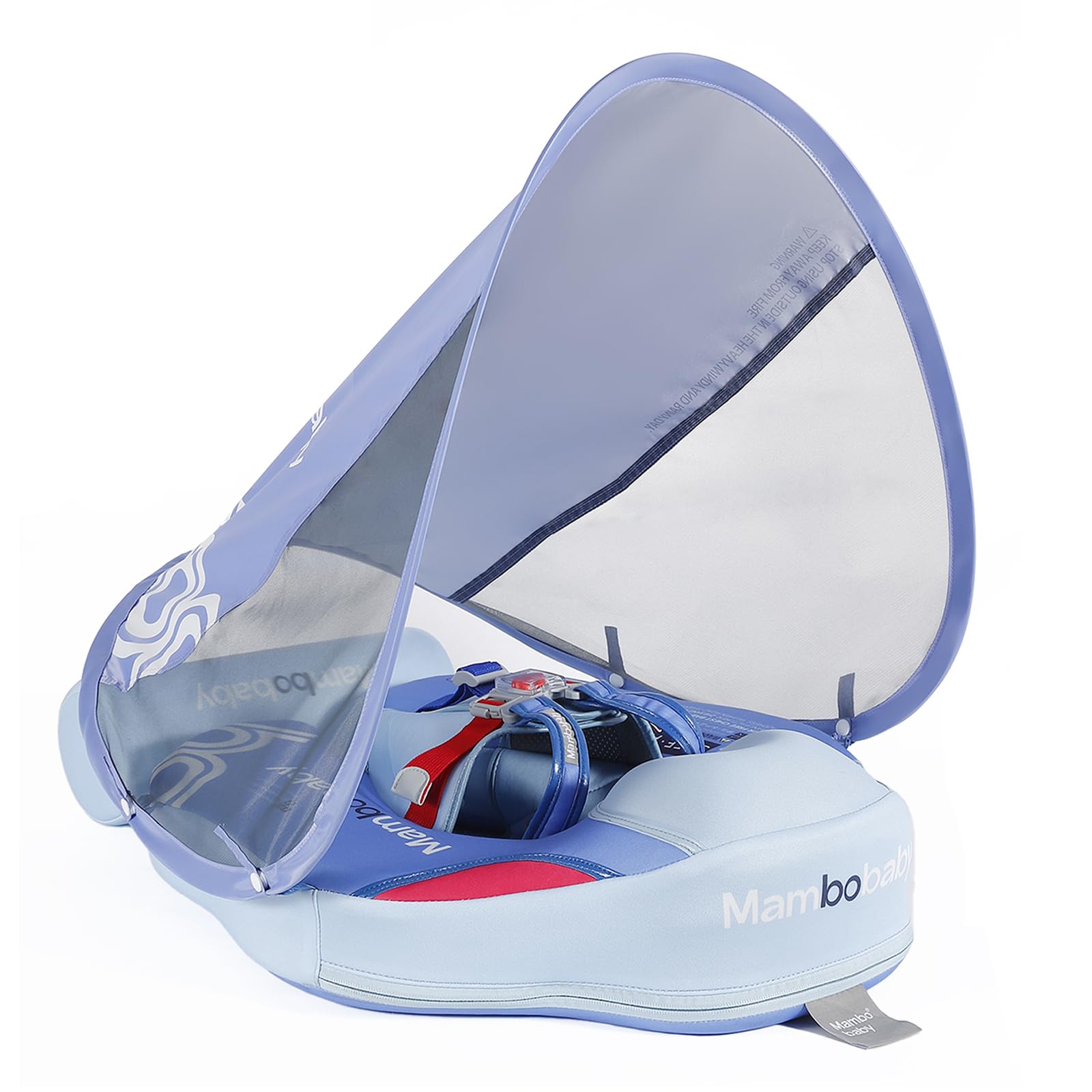 Mambobaby Float with Canopy, Non-Inflatable Swim Trainer for Infants and Toddlers 3-24 Months, Avoid Flip Design, UPF 50+, Safe & Comfortable Baby Pool Float