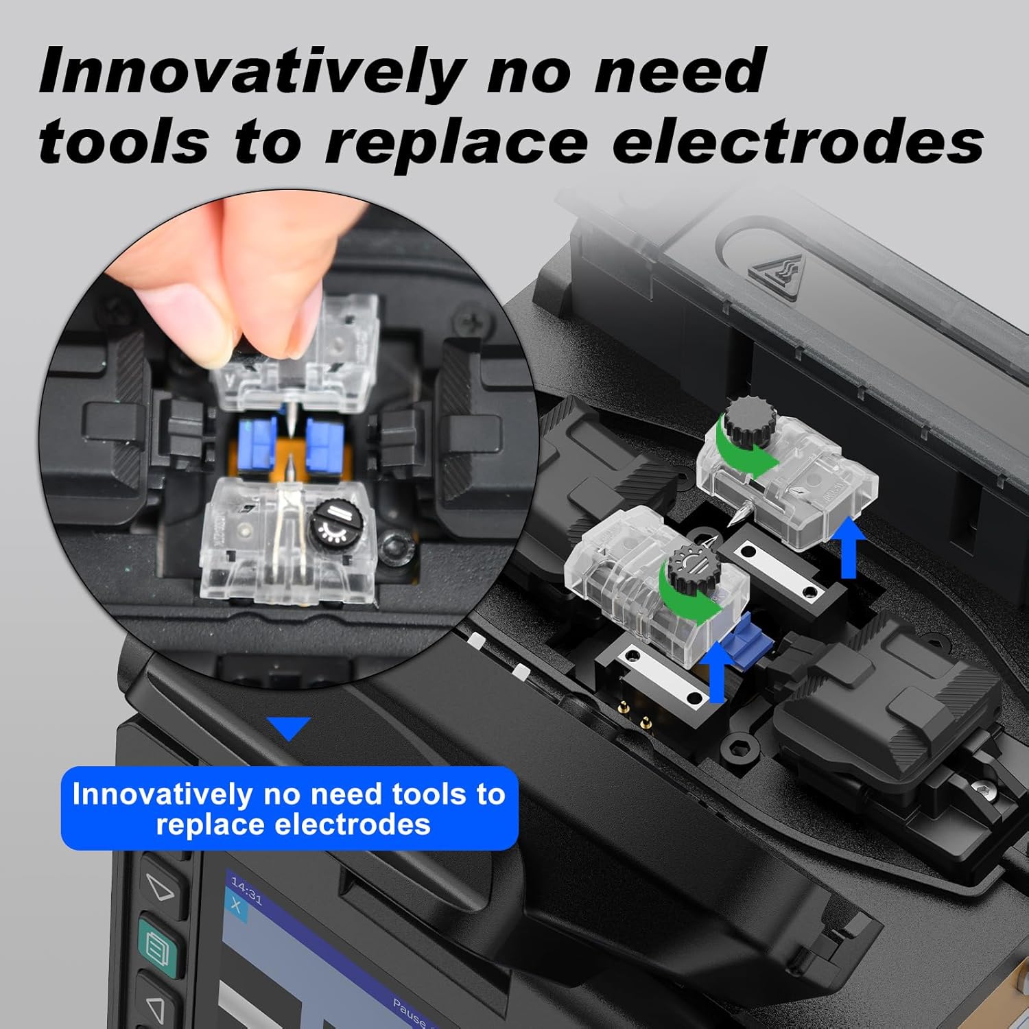 Mini JILONG 500E FTTx Portable Fiber Fusion Splicer. Core Alignment Splicing Machine Fast-splicing 8s, Fast-heating 18s (500E Fusion Splicer)