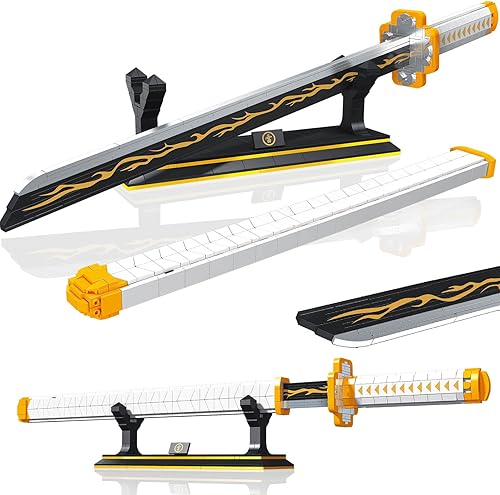 Espadas Demon Slayer compatibles con Lego juego de bloques de construcción de espada Zenitsu de 39 pulgadas con vaina y soporte, Katana para