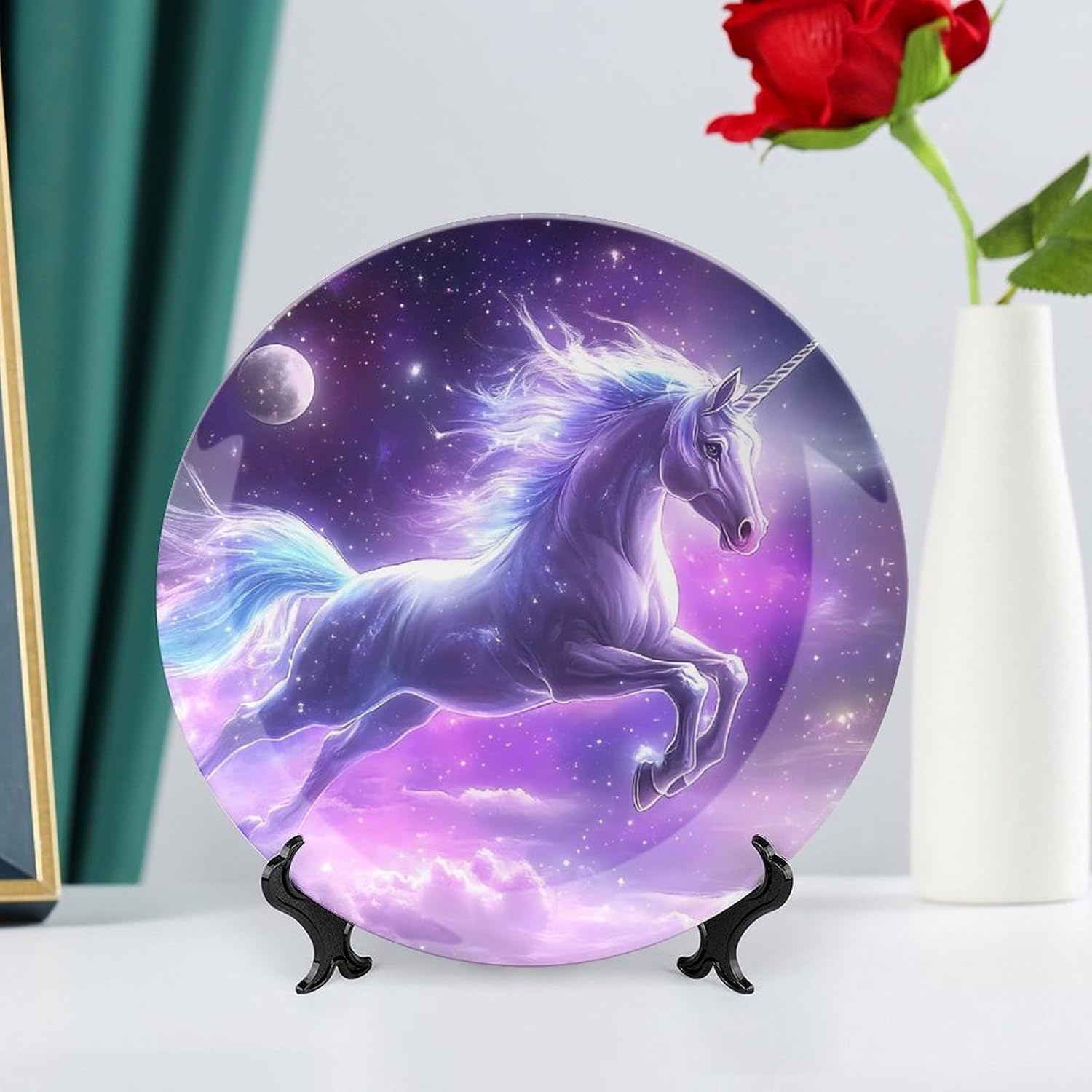 Flying Unicorns Bone China Decorative Porcelain Plates Dinnerware Ornaments