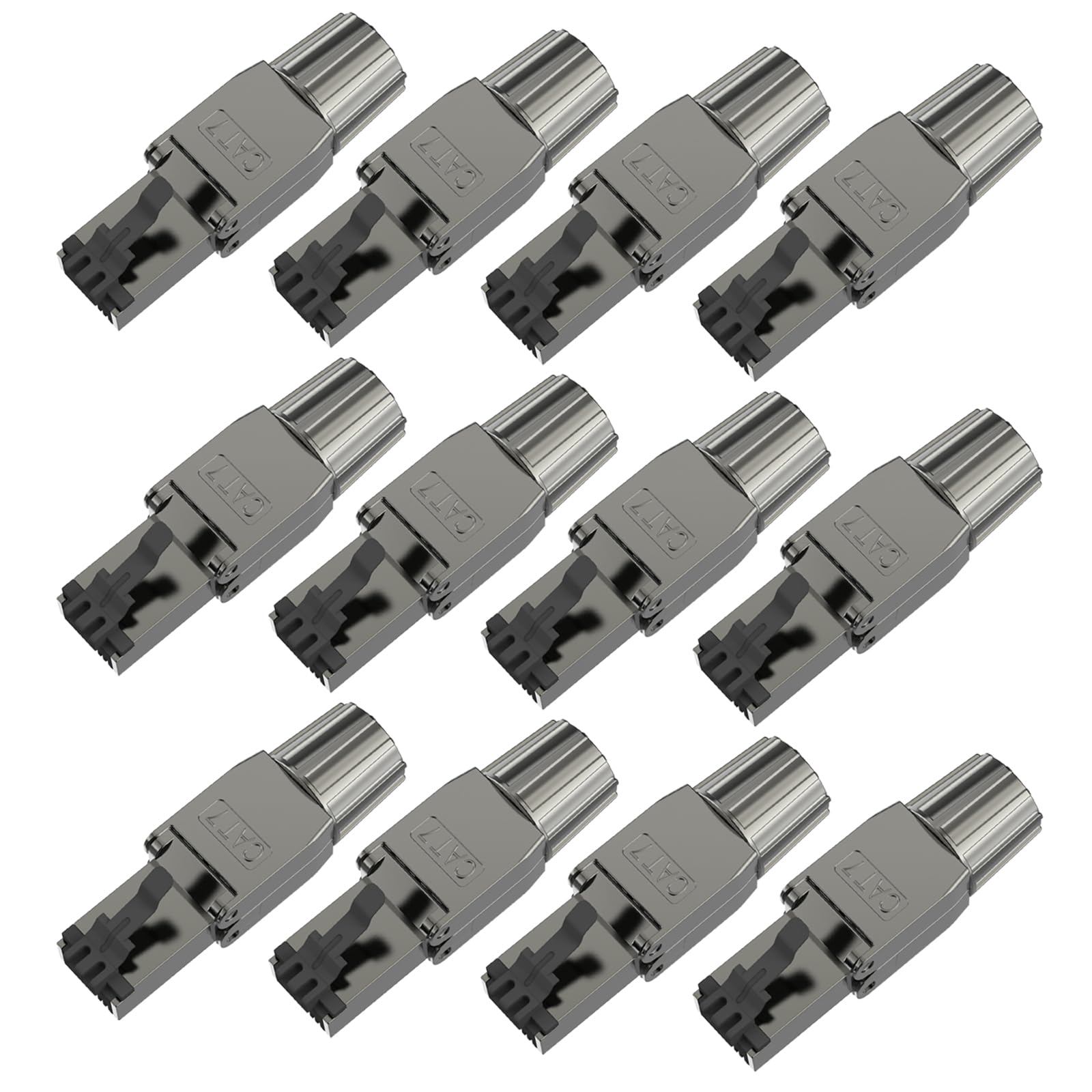 VCELINK Cat 7 Cat6a RJ45 Connettori, Spina di Rete Modulare, 12 Pezzi | Spina RJ45 modulare LSA senza attrezzi PoE, schermata, supporto 10Gbps per cavi rete