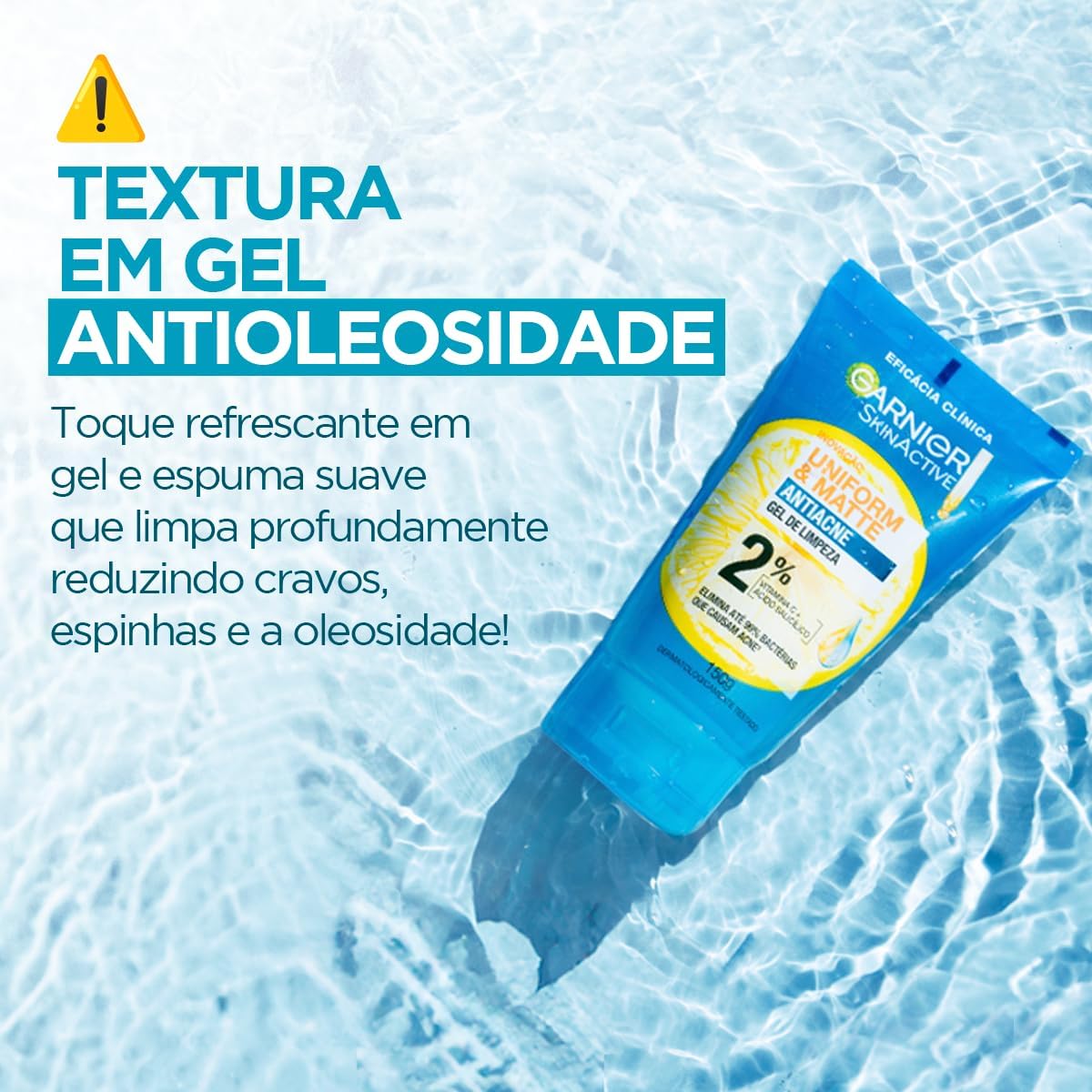 Garnier Uniform & Matte, Gel de Limpeza Facial com Ácido Salicílico e Vitamina C, Combate Cravos e Espinhas, Reduz a oleosidade e Controle da Pele Acneica, 150g Garnier Uniform & Matte, Gel de Limpeza Facial com Ácido Salicílico e Vitamina C, Combate Cravos e Espinhas, Reduz a oleosidade e Controle da Pele Acneica, 150g