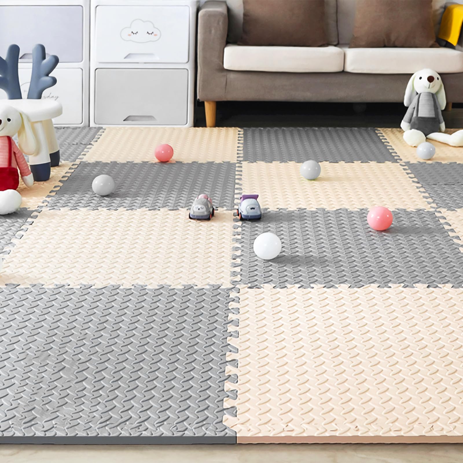 Alfombra Puzzle Bebe 20 Piezas, Tapete Puzzle, Colchoneta Bebé Suelo, Alfombra Gateo PE Espuma, Alfombrillas para Puzzles Suave y Seguro, Antideslizante y Resistente al Desgaste 30 * 30 * 1cm
