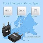 6 Pack of US/CA to EU European Plug Travel Power Plug Adapter Universal Power Jack Wall Plug Converter Input USA/Canada to Europe/Asia Socket (Black)