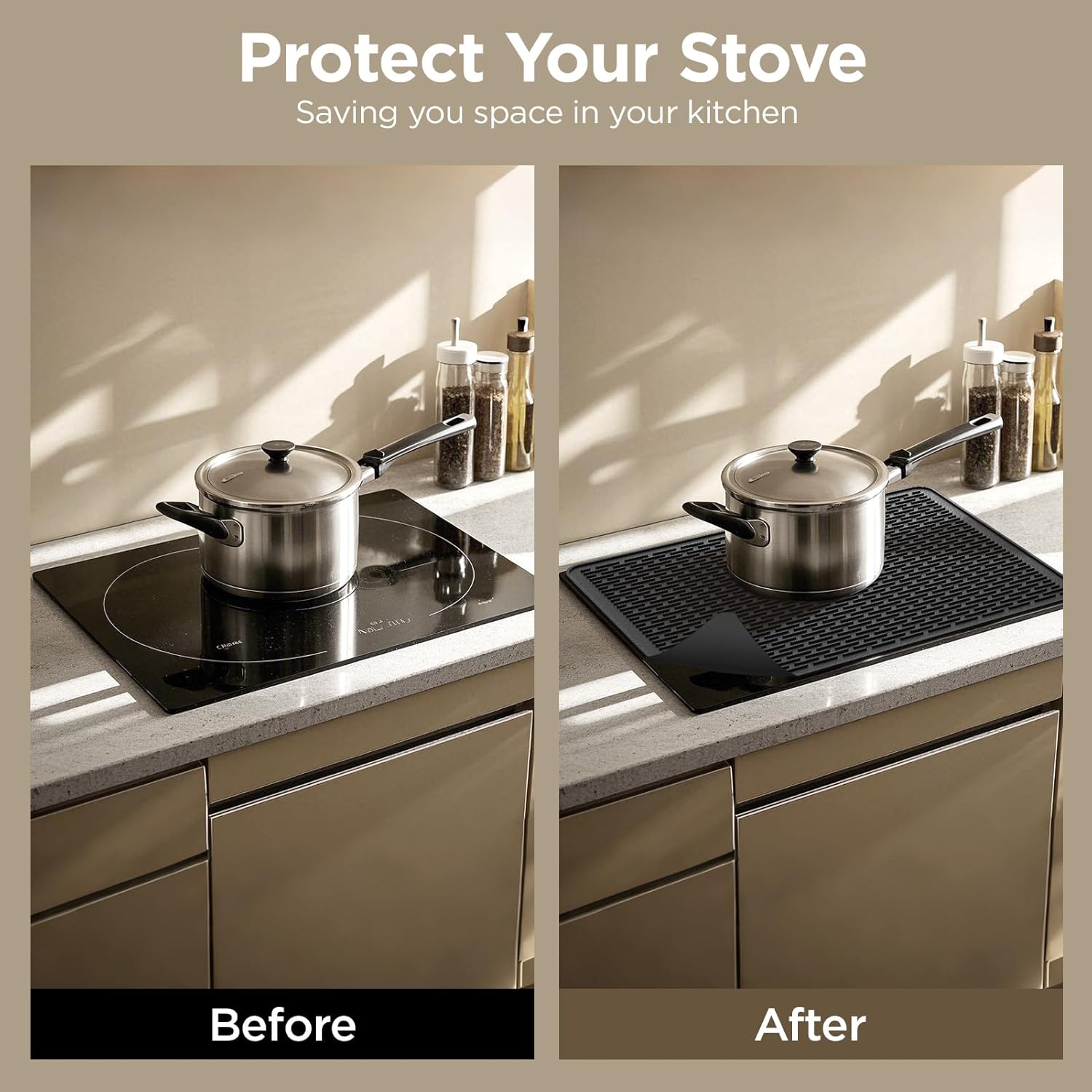 stove top cover for electric stove,heat-resistant induction protector covers for stovetop,food grade silicone glass cooktop stove top cover (black, 28" x 20") 28"l x 20"w black