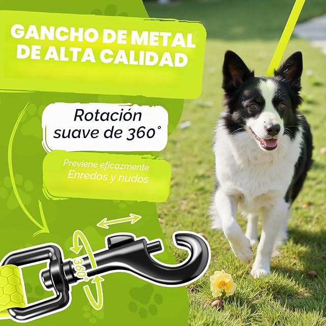 Foto 3 de 8 de Correa Perro Larga, 3 m / 5m / 7m / 10m / 15m Impermeable, Amarillo
