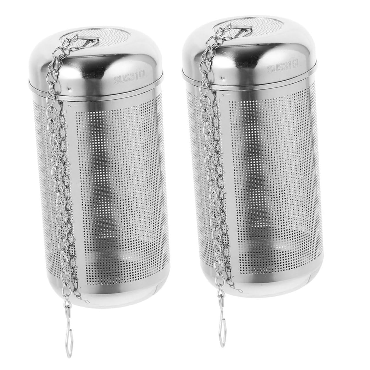 2 piezas Filtro de Especias de Acero Inoxidable para Sopa y Té Infusor Grande con Cadena Colador Reutilizable para Cocina y