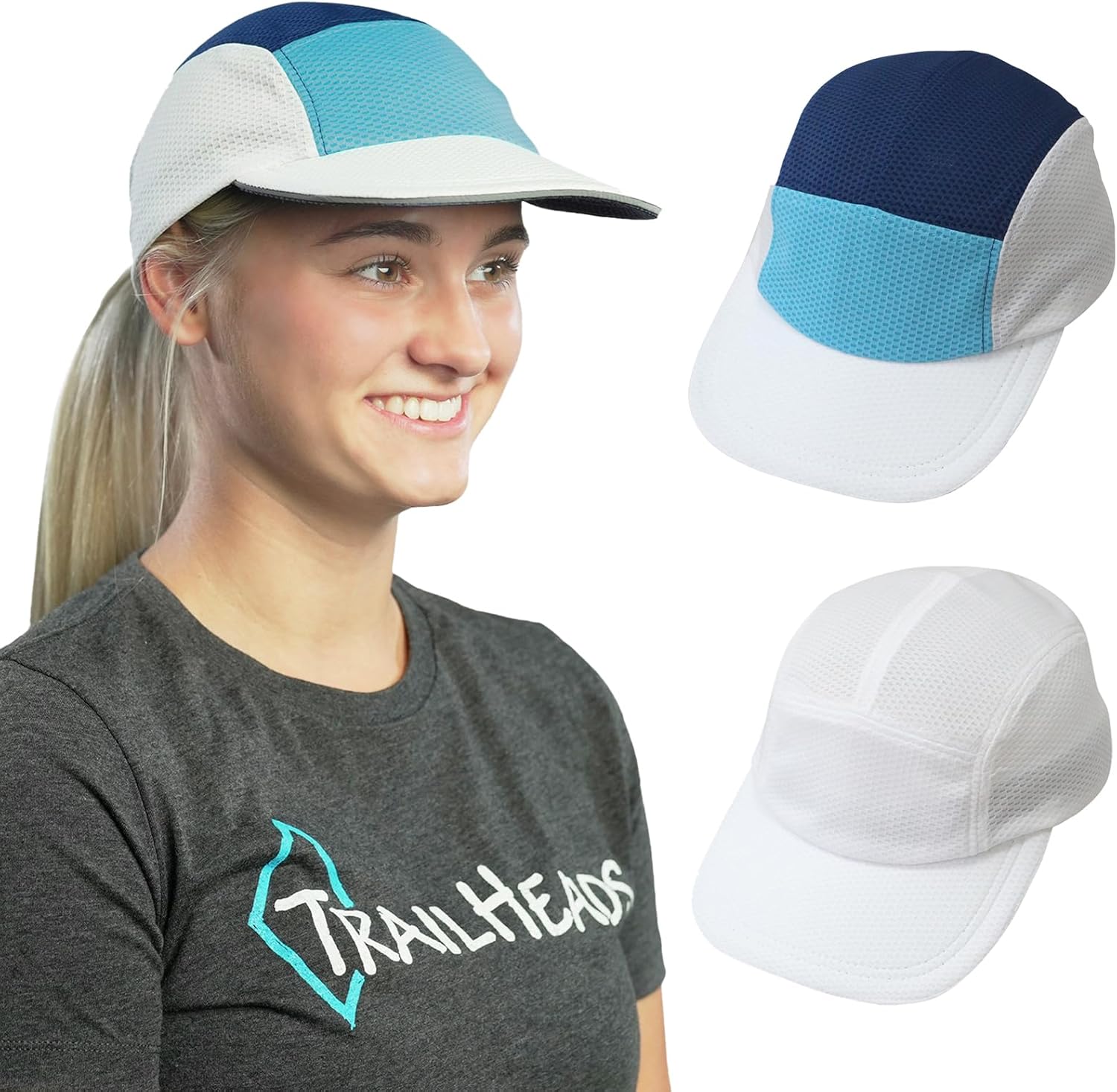 TrailHeads Summer Running Hat for Women with Soft Foam Brim & Reflective Trim – Quick Drying Cap with 5 Panel Design